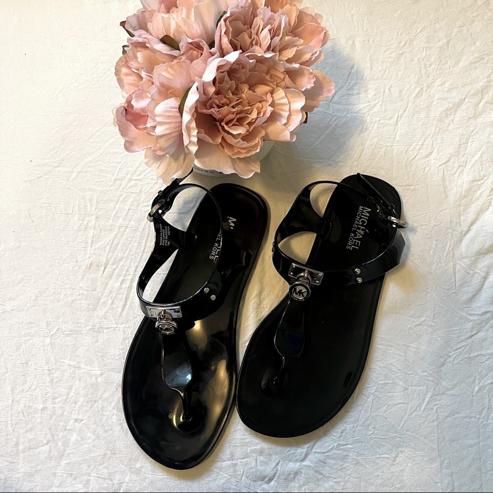 Michael Kors | Black Jelly Sandals with Silver hardware